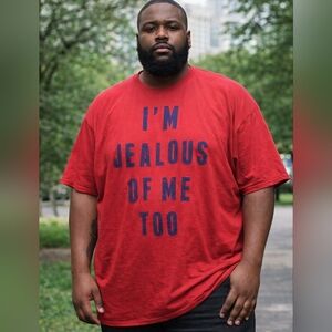 Men's Hybrid Red I'm Jealous Of Me Too Graphic Tee 3XL